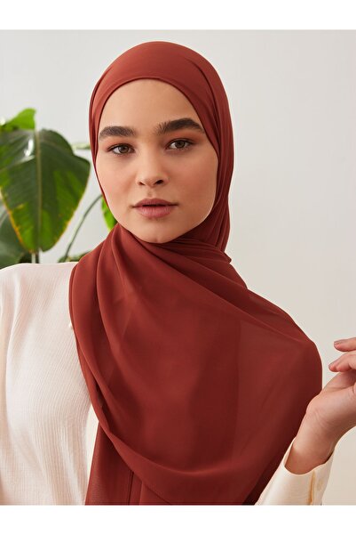 Femple Modest Πολυτελές σάλι σιφόν μικρού μεγέθους - Σκουριασμένο πορτοκαλί, 145x55cm Hijab