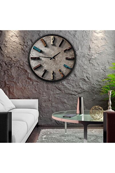 EMYA HOME Stone Kanvas (Ahşap) Duvar Saati - 70 cm