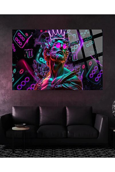 TAULART Neon Büst Ultra Canlı Renkli Cam Tablo, Ev Ve Ofis Hediyesi Yüksek Çözünürlüklü 4mm Lüks Tablo