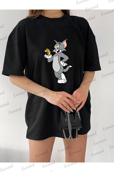 Evomind Unisex oversize tričko Tom a Jerry s potiskem