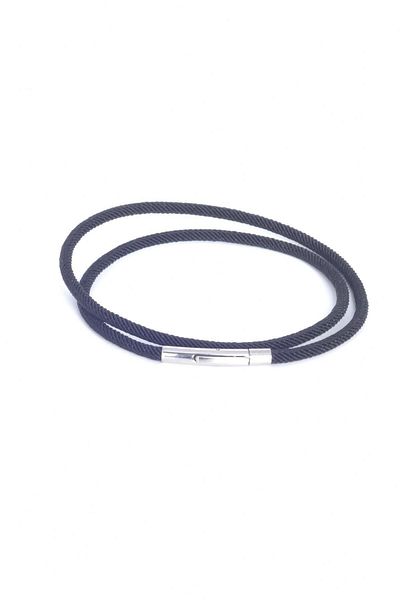 LABALABA MEN'S STEEL CLOSURE BLACK ACRYLIC COIL BRACELET