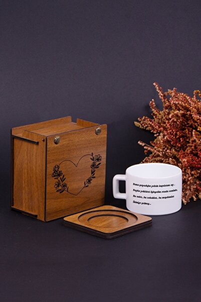 Kitaplı Hediye Sevgiliye Özel Aşk Şiiri Tasarımlı Fincan - Kız Arkadaşa Hediye