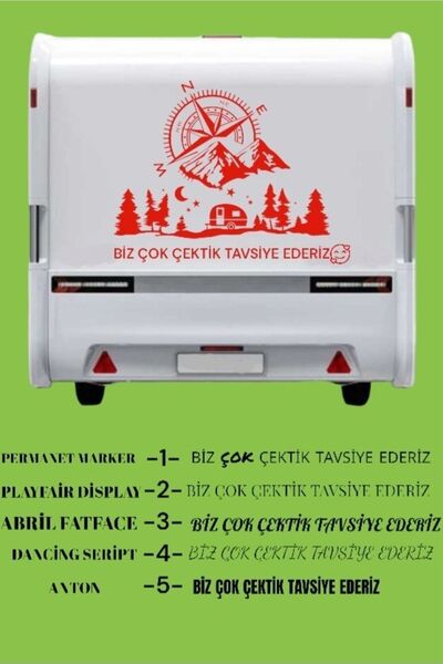 EYBA STİCKER Çekme Karavan Motokaravan Araç Pusula Dağ Doğa Sticker Yapışkan ...
