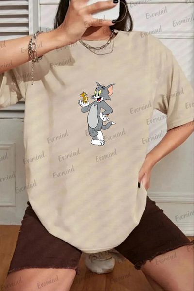 Evomind Μπλουζάκι με στάμπα Unisex Oversize Tom And Jerry