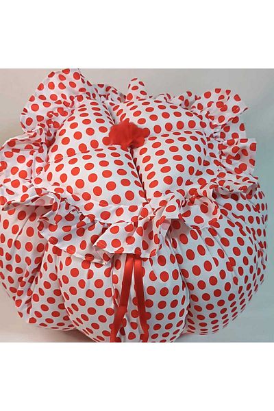 YS HOME TEKSTİL Red Polka Dot Yogurt Fermentation Cushion