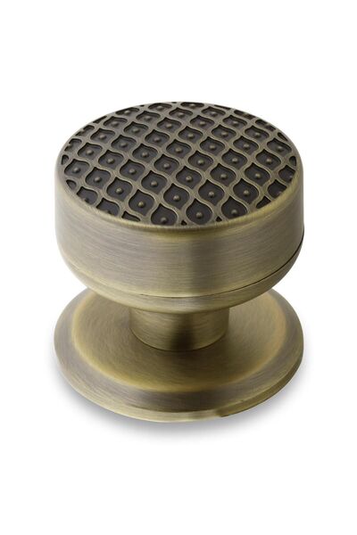 Badem10 Kestila Antik Sarı Kapı Tokmağı Topuzu Kolu Metal Tokmak - Kapı Kulpu