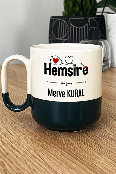 Hedizu Kişiye Özel Hemşire Pro Kupa Bardak Siyah İsme Özel Tıp Bayramı Hediyesi