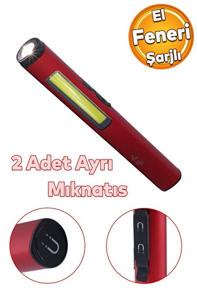 Badem10 El Feneri Şarjlı Işıldak Kamp Lambası Gece Aydınlatma Beyaz Işık COB ...