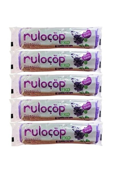 Ruloçöp Drawstring Garbage Bag Medium Size Lavender Scented Garbage Roll - 5 Pack