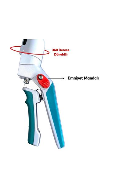 TOTAL 34 cm Rotating Head Sharp Metal - Gardener Curve Grass Pruning and Lawn Mower Scissors