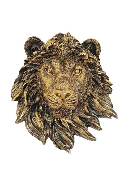 Lina Art hediyelik Gold Eskitme Aslan Duvar Heykeli ,