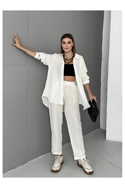 Elif Özbey Butik Beyaz Salaş Müslin Takım