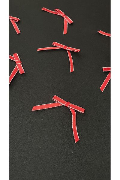 Ozpas Red-White Satin Bow - 30 Pieces. Edge Glitter