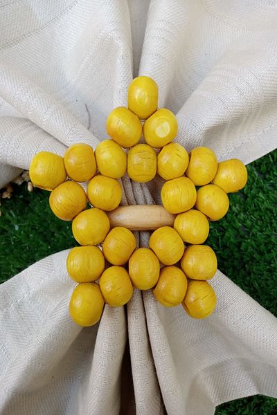 Emtory Home 6 Pieces of Yellow Wooden Ringed Star Napkin Rings - Napkin Ring