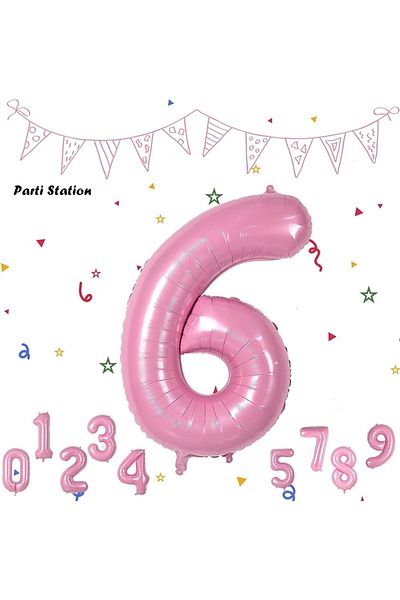 Parti Station Number Foil Balloon Pink Number Balloon Baby Pink 6 Year Old Balloon 76 Cm Number Balloon Flying Balloon Helium Balloon