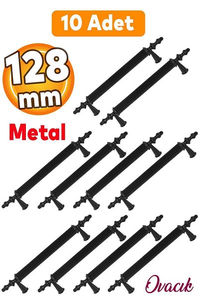 Badem10 10 bucăți de metal negru pentru sertar de bucătărie, capace de dulap 128 mm