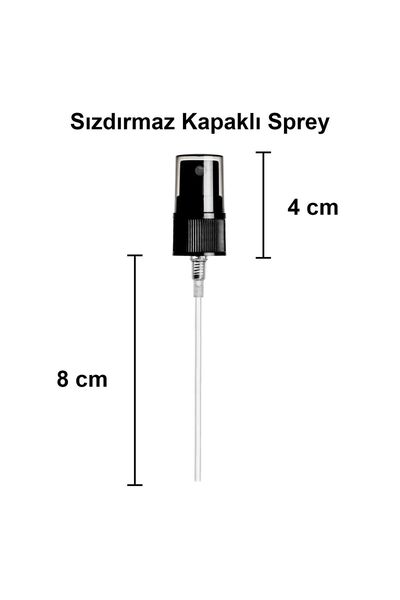 Afracam 30 ml Şeffaf Kapaklı Siyah Sprey 30 Cc Fısfıs Kolonya Dezenfektan Cam Şişe 6 Adet