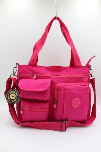 Bevitton Ροζ Χρώμα Πολλαπλών Διαμερισμάτων Αδιάβροχο Υφασμάτινο Μπράτσο και Τσάντα ώμου 7300