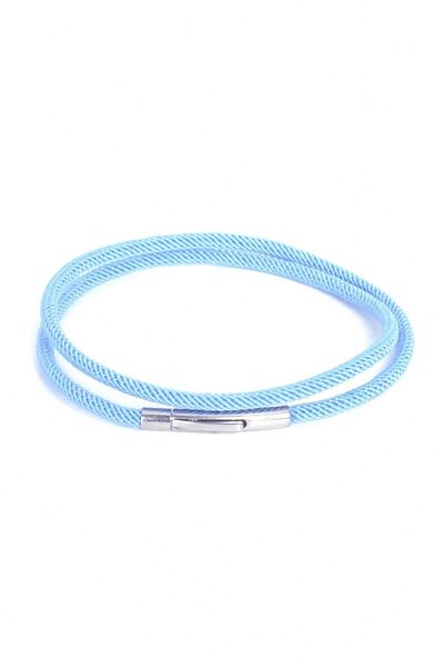 LABALABA MEN'S STEEL CLOSURE LIGHT BLUE ACRYLIC COIL BRACELET