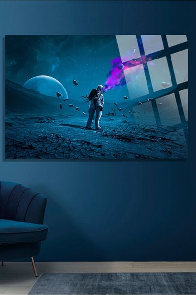 TAULART Pictură în sticlă colorată în spațiul cosmic, cadou pentru acasă și b...