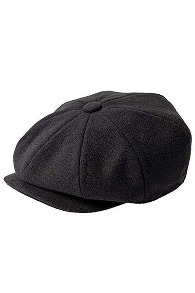 GoldCap Winter Black Wool Cashmere British Style 8 Piece Peaky Blinders Cap