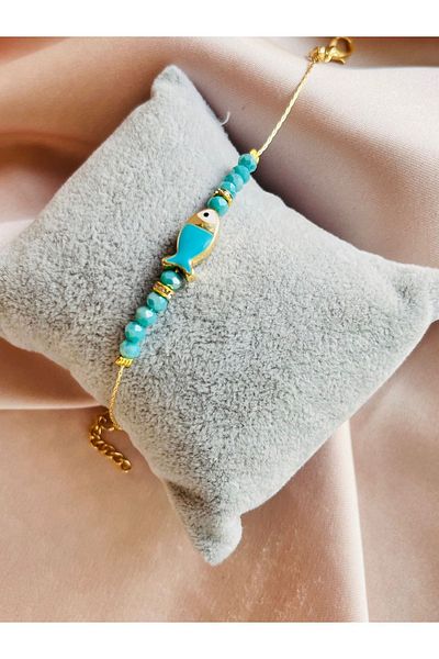 COCOSH TAKI Turquoise Crystal Jewelled - Fish Charm Bracelet