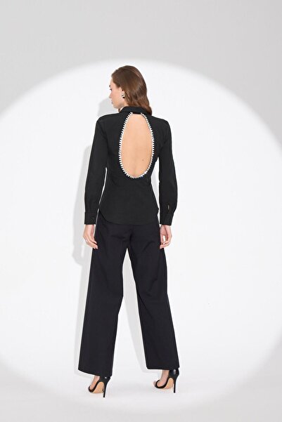NOK İSTANBUL Crystal Window Detail Shirt Black