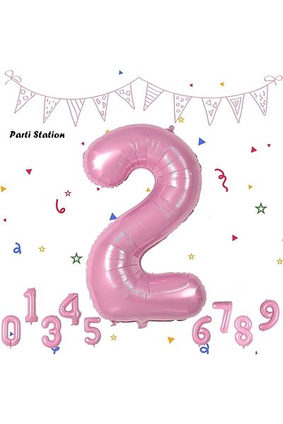 Parti Station Number Foil Balloon Pink Number Balloon Baby Pink 2 Year Old Balloon 76 Cm Number Balloon Flying Balloon Helium Balloon
