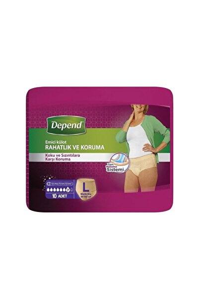 Depend Emici Külot Lohusa Pedi Kadın L Beden 1 Paket 10 Adet