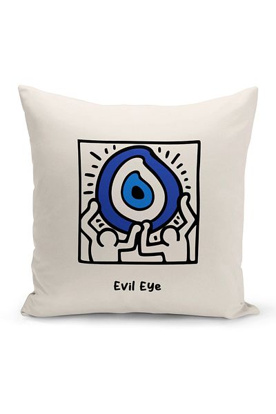 Bertille Home Σειρά Evil Eye - Κάλυμμα μαξιλαριού με ριχτάρι διπλής όψης με ψηφιακή εκτύπωση (Κάλυμμα μαξιλαριού Evil Eye)