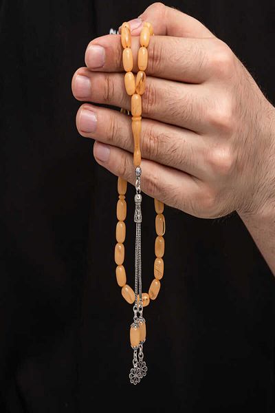 Nextpage Squeezing Silver Tassel Amber Prayer Beads