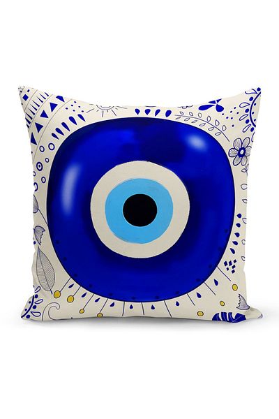 Bertille Home Husă de pernă Seria Evil Eye imprimată digital pe două fețe (Husă de pernă pentru ochi Evil)