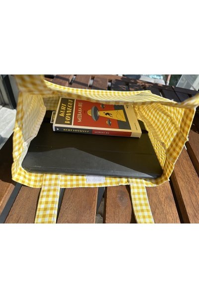 fimugift Mini Yellow Gingham Gusseted Cloth Bag
