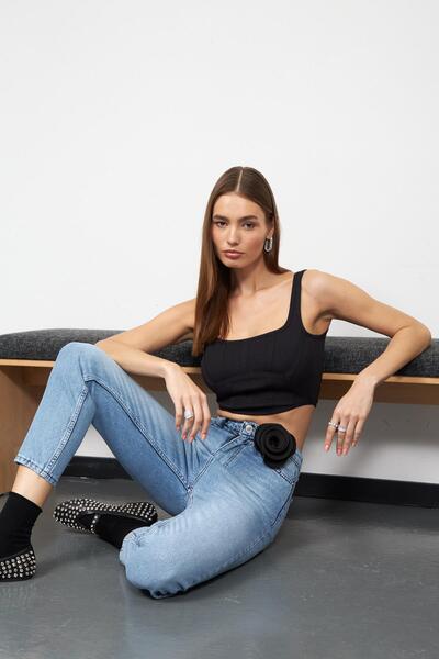 NOK İSTANBUL So Sand 100% Koton Crop Top Bluz Siyah