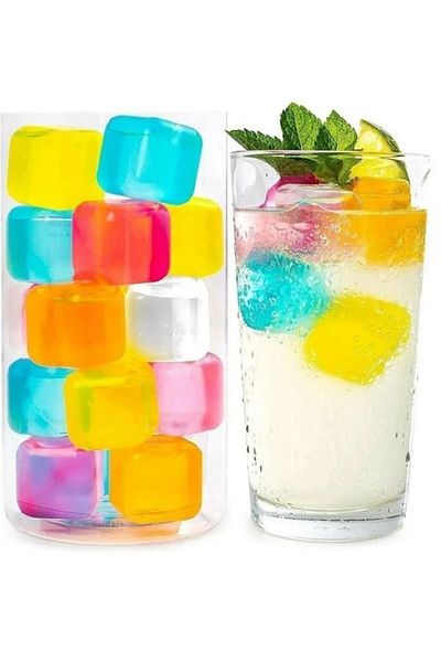 HİROS'H 12-Piece Ballpoint Color Ice Mold Silicone Ice Cube Cooler