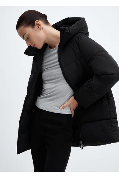 MANGO Schwarzer Mantel für Damen -67170640