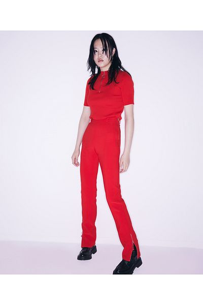 Twist Red Knitted Trousers