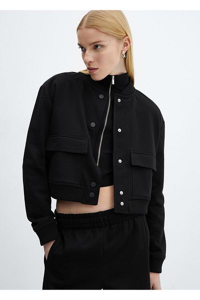 MANGO Woman Women's Black Jacket -67054033 Model