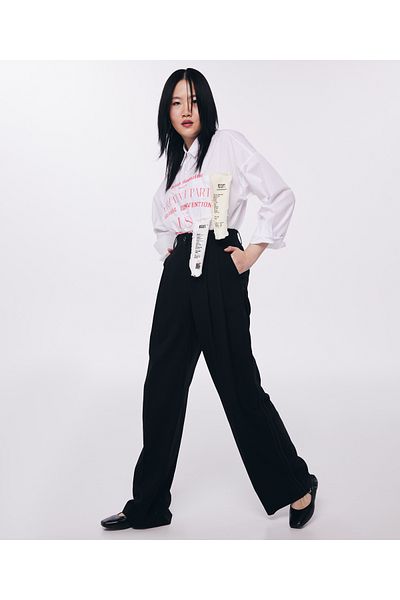 Twist Black Woven Trousers