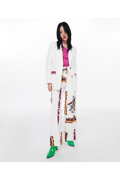 Twist White Woven Trousers