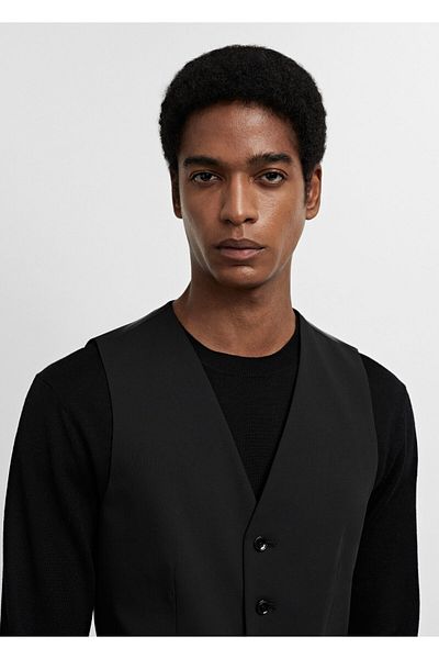 MANGO Men's Black Vest -67260621