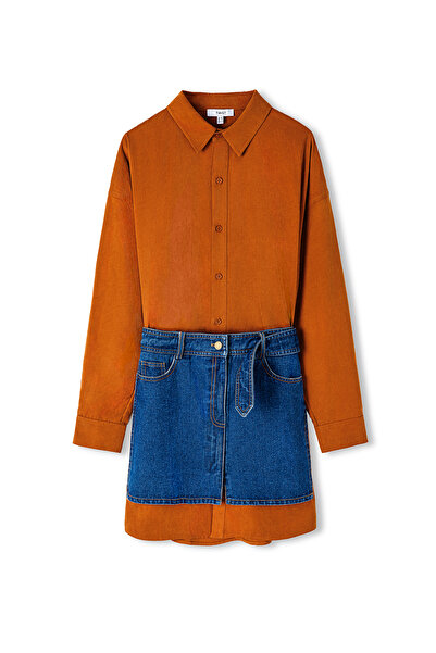 Twist Denim Brown Dress