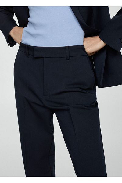 MANGO Woman Pantaloni de damă albastru strălucitor -67360666