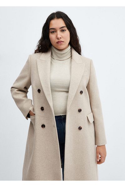 MANGO Stone Colored Women's Coat -67160645