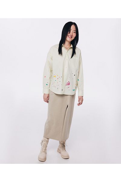 Twist Woven Beige Shirt