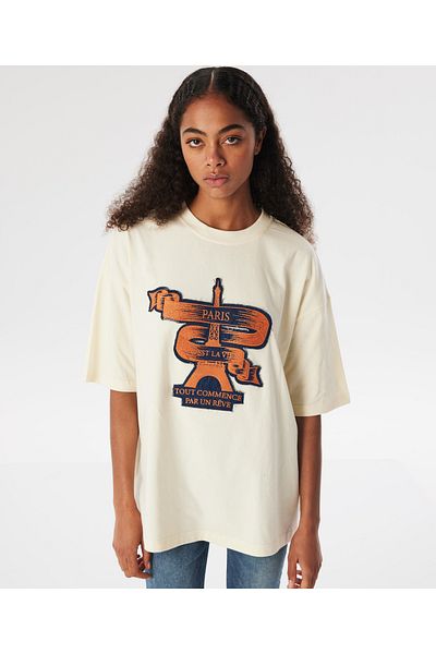 Twist Cream Colored Knitted T-Shirt