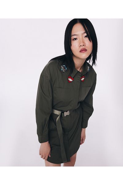 Twist Khaki Woven Dress