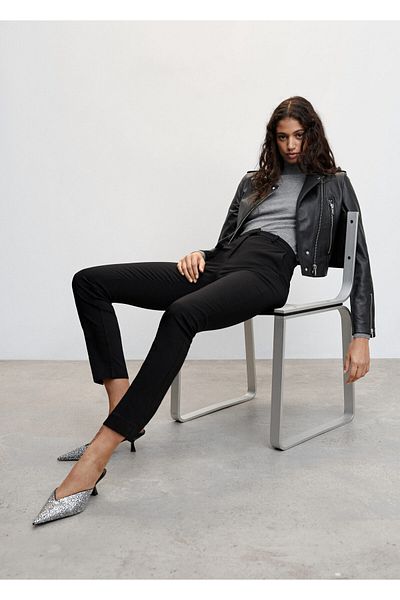 MANGO Woman Women's Black Trousers -47191280