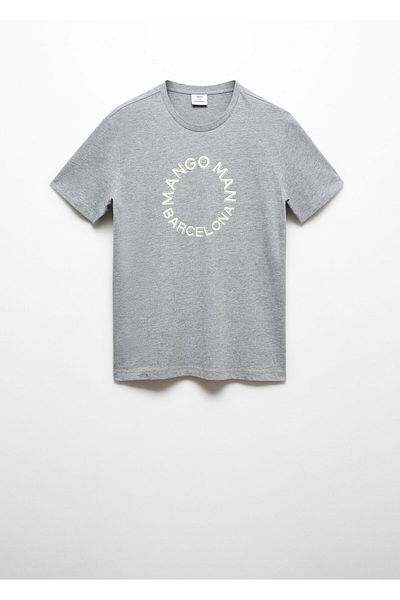 MANGO Man Ανδρικό T-Shirt γκρι μεταλλικό -57031176