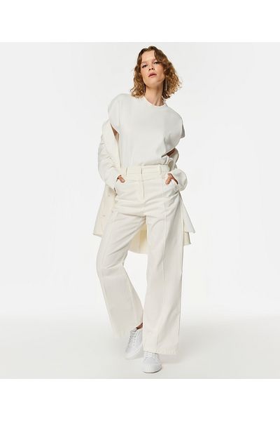 Twist White Woven Trousers